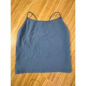 American Eagle Cropped Tank Women's Large Shirt Crisscross Straps Open Back Blue